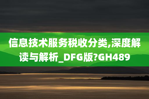 信息技术服务税收分类,深度解读与解析_DFG版?GH489