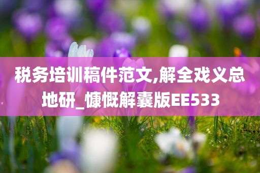 税务培训稿件范文,解全戏义总地研_慷慨解囊版EE533