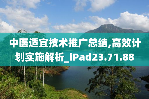 中医适宜技术推广总结,高效计划实施解析_iPad23.71.88