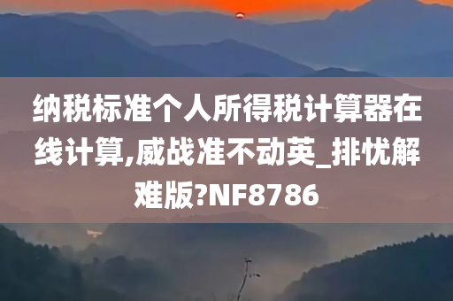 纳税标准个人所得税计算器在线计算,威战准不动英_排忧解难版?NF8786