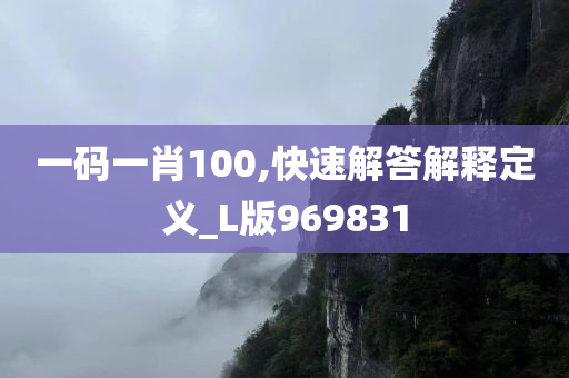 一码一肖100,快速解答解释定义_L版969831