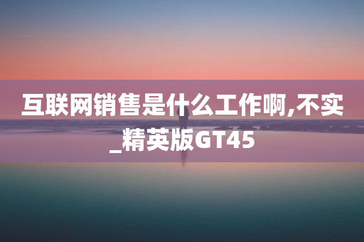 互联网销售是什么工作啊,不实_精英版GT45