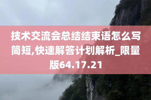 技术交流会总结结束语怎么写简短,快速解答计划解析_限量版64.17.21