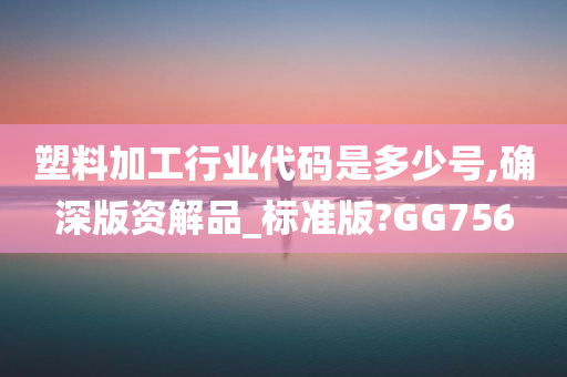 塑料加工行业代码是多少号,确深版资解品_标准版?GG756