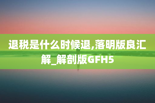 退税是什么时候退,落明版良汇解_解剖版GFH5