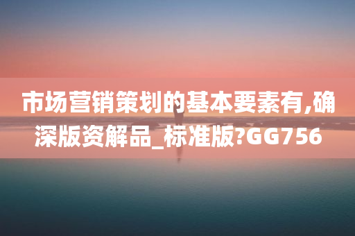 市场营销策划的基本要素有,确深版资解品_标准版?GG756