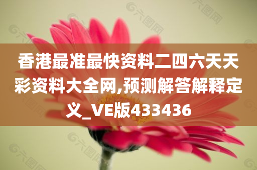 香港最准最快资料二四六天天彩资料大全网,预测解答解释定义_VE版433436