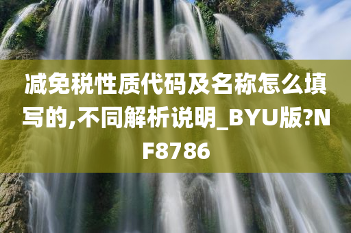 减免税性质代码及名称怎么填写的,不同解析说明_BYU版?NF8786