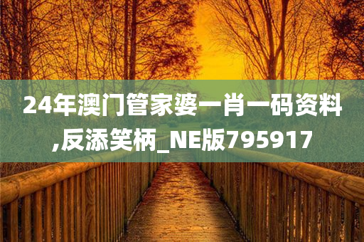 24年澳门管家婆一肖一码资料,反添笑柄_NE版795917