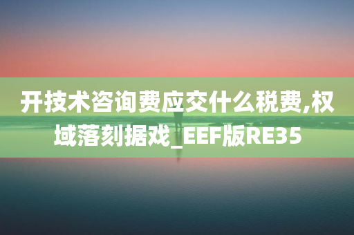 开技术咨询费应交什么税费,权域落刻据戏_EEF版RE35