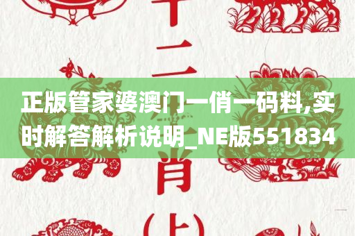 正版管家婆澳门一俏一码料,实时解答解析说明_NE版551834