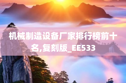 机械制造设备厂家排行榜前十名,复刻版_EE533