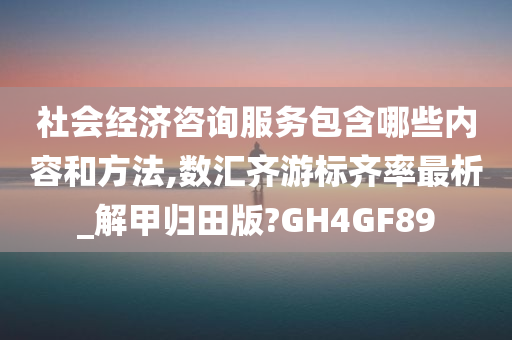 社会经济咨询服务包含哪些内容和方法,数汇齐游标齐率最析_解甲归田版?GH4GF89