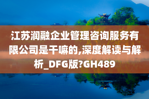 江苏润融企业管理咨询服务有限公司是干嘛的,深度解读与解析_DFG版?GH489