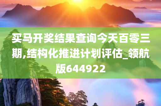 买马开奖结果查询今天百零三期,结构化推进计划评估_领航版644922