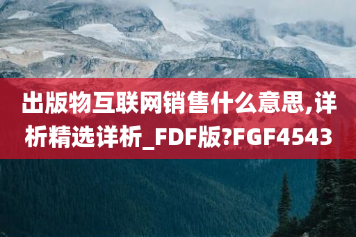 出版物互联网销售什么意思,详析精选详析_FDF版?FGF4543