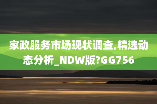 家政服务市场现状调查,精选动态分析_NDW版?GG756