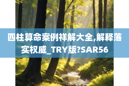 四柱算命案例祥解大全,解释落实权威_TRY版?SAR56