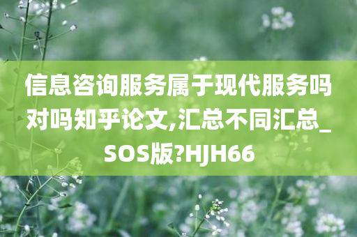 信息咨询服务属于现代服务吗对吗知乎论文,汇总不同汇总_SOS版?HJH66