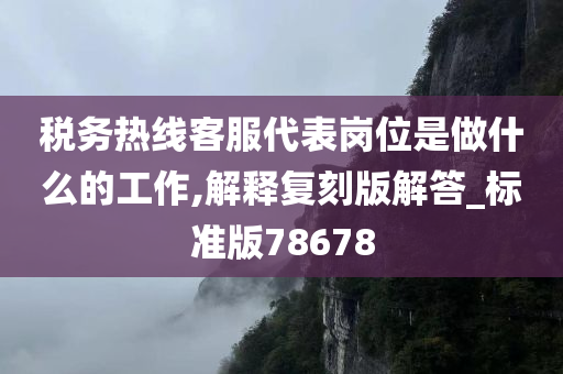 税务热线客服代表岗位是做什么的工作,解释复刻版解答_标准版78678