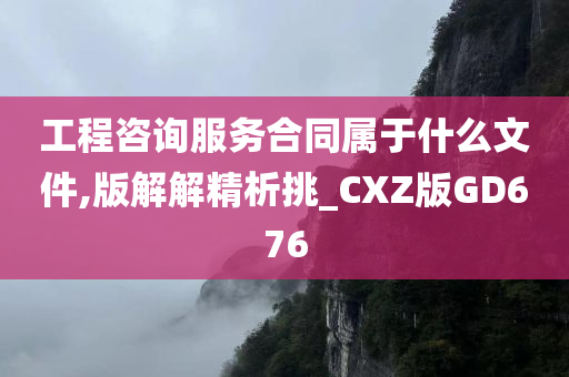 工程咨询服务合同属于什么文件,版解解精析挑_CXZ版GD676