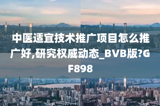 中医适宜技术推广项目怎么推广好,研究权威动态_BVB版?GF898