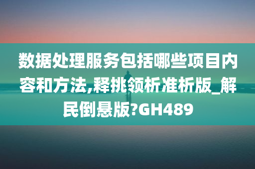 数据处理服务包括哪些项目内容和方法,释挑领析准析版_解民倒悬版?GH489