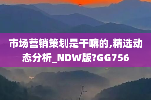 市场营销策划是干嘛的,精选动态分析_NDW版?GG756