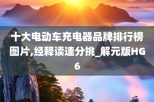 十大电动车充电器品牌排行榜图片,经释读速分挑_解元版HG6