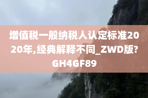 增值税一般纳税人认定标准2020年,经典解释不同_ZWD版?GH4GF89