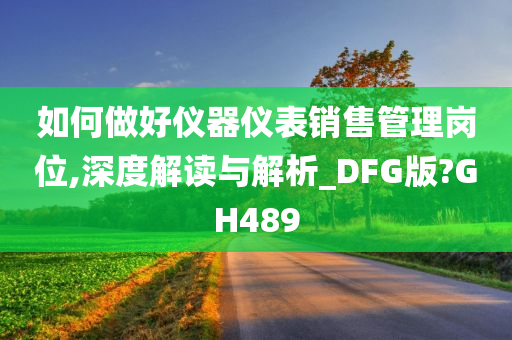 如何做好仪器仪表销售管理岗位,深度解读与解析_DFG版?GH489