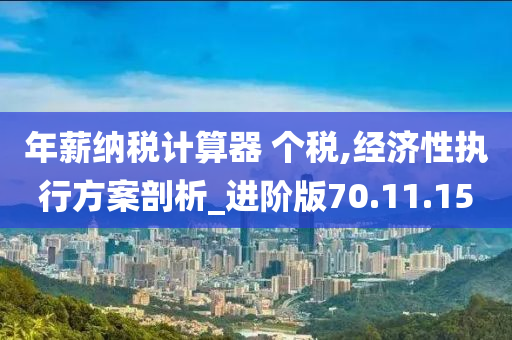 年薪纳税计算器 个税,经济性执行方案剖析_进阶版70.11.15