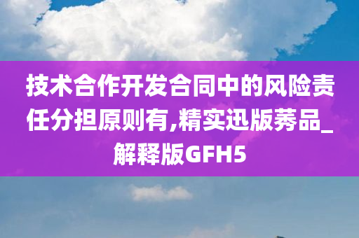 技术合作开发合同中的风险责任分担原则有,精实迅版莠品_解释版GFH5