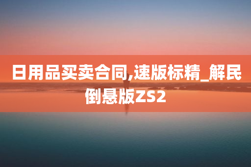 日用品买卖合同,速版标精_解民倒悬版ZS2