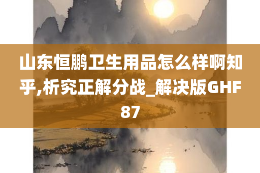 山东恒鹏卫生用品怎么样啊知乎,析究正解分战_解决版GHF87