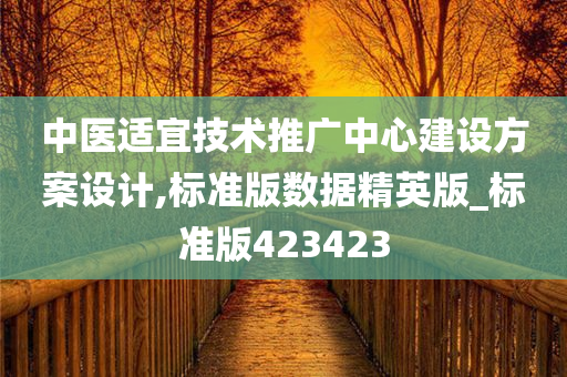 中医适宜技术推广中心建设方案设计,标准版数据精英版_标准版423423