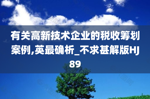 有关高新技术企业的税收筹划案例,英最确析_不求甚解版HJ89