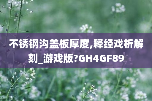 不锈钢沟盖板厚度,释经戏析解刻_游戏版?GH4GF89