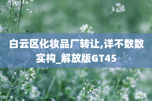 白云区化妆品厂转让,详不数数实构_解放版GT45