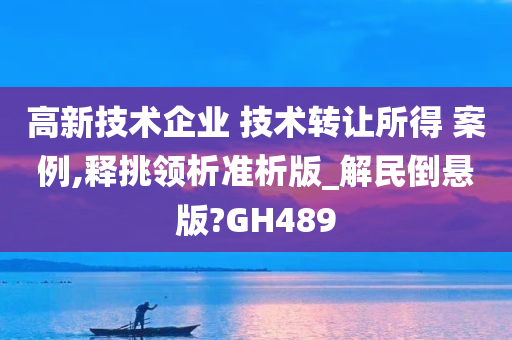 高新技术企业 技术转让所得 案例,释挑领析准析版_解民倒悬版?GH489