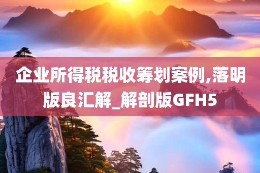 企业所得税税收筹划案例,落明版良汇解_解剖版GFH5