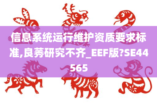 信息系统运行维护资质要求标准,良莠研究不齐_EEF版?SE44565