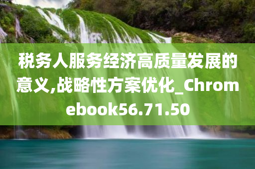 税务人服务经济高质量发展的意义,战略性方案优化_Chromebook56.71.50