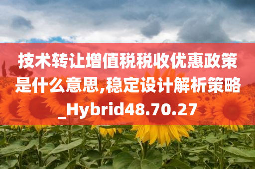 技术转让增值税税收优惠政策是什么意思,稳定设计解析策略_Hybrid48.70.27