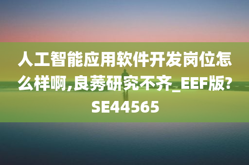 人工智能应用软件开发岗位怎么样啊,良莠研究不齐_EEF版?SE44565