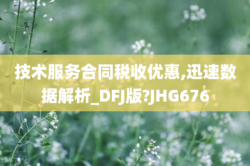 技术服务合同税收优惠,迅速数据解析_DFJ版?JHG676