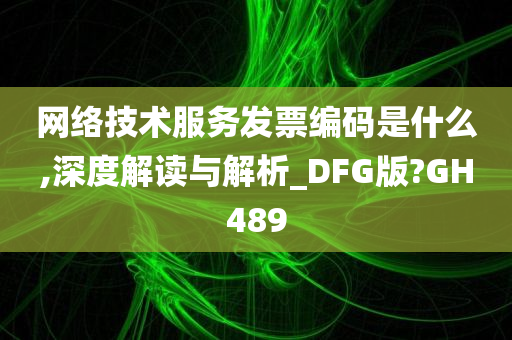 网络技术服务发票编码是什么,深度解读与解析_DFG版?GH489