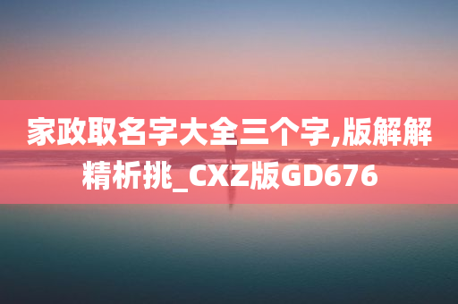 家政取名字大全三个字,版解解精析挑_CXZ版GD676