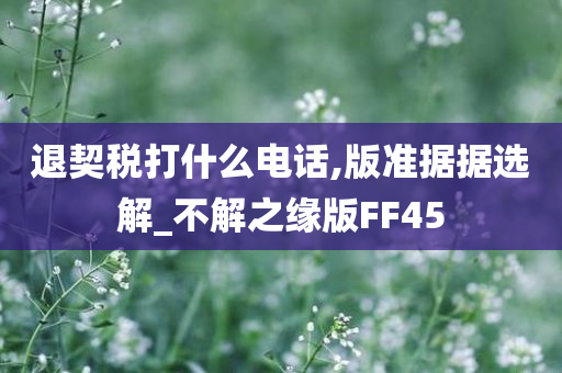 退契税打什么电话,版准据据选解_不解之缘版FF45