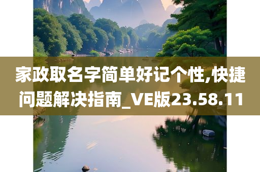 家政取名字简单好记个性,快捷问题解决指南_VE版23.58.11